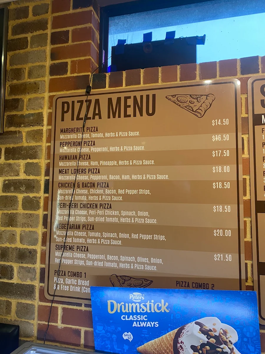 Menu, Verge 301 Cafe