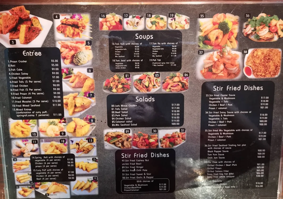 Menu, Smile Thai Restaurant