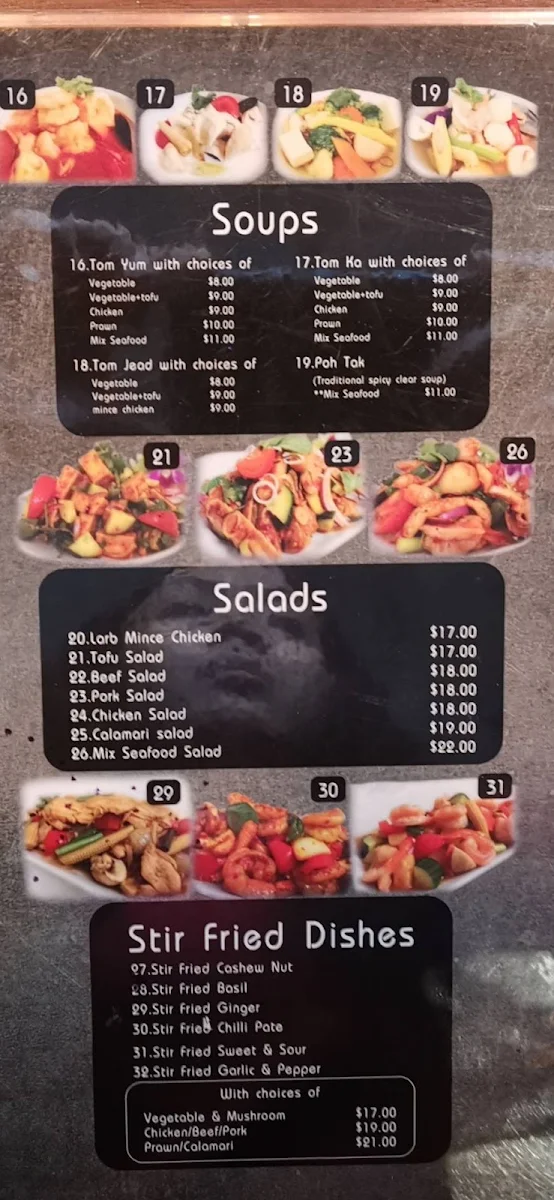 Menu, Smile Thai Restaurant