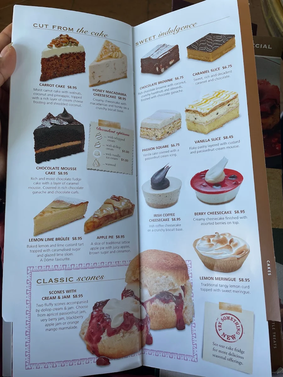 Menu, Dôme Café - Kingsley