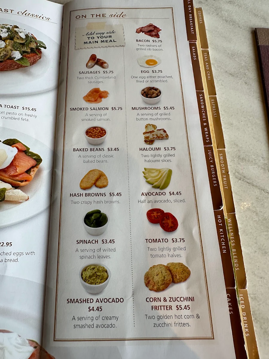 Menu, Dôme Café - Kingsley