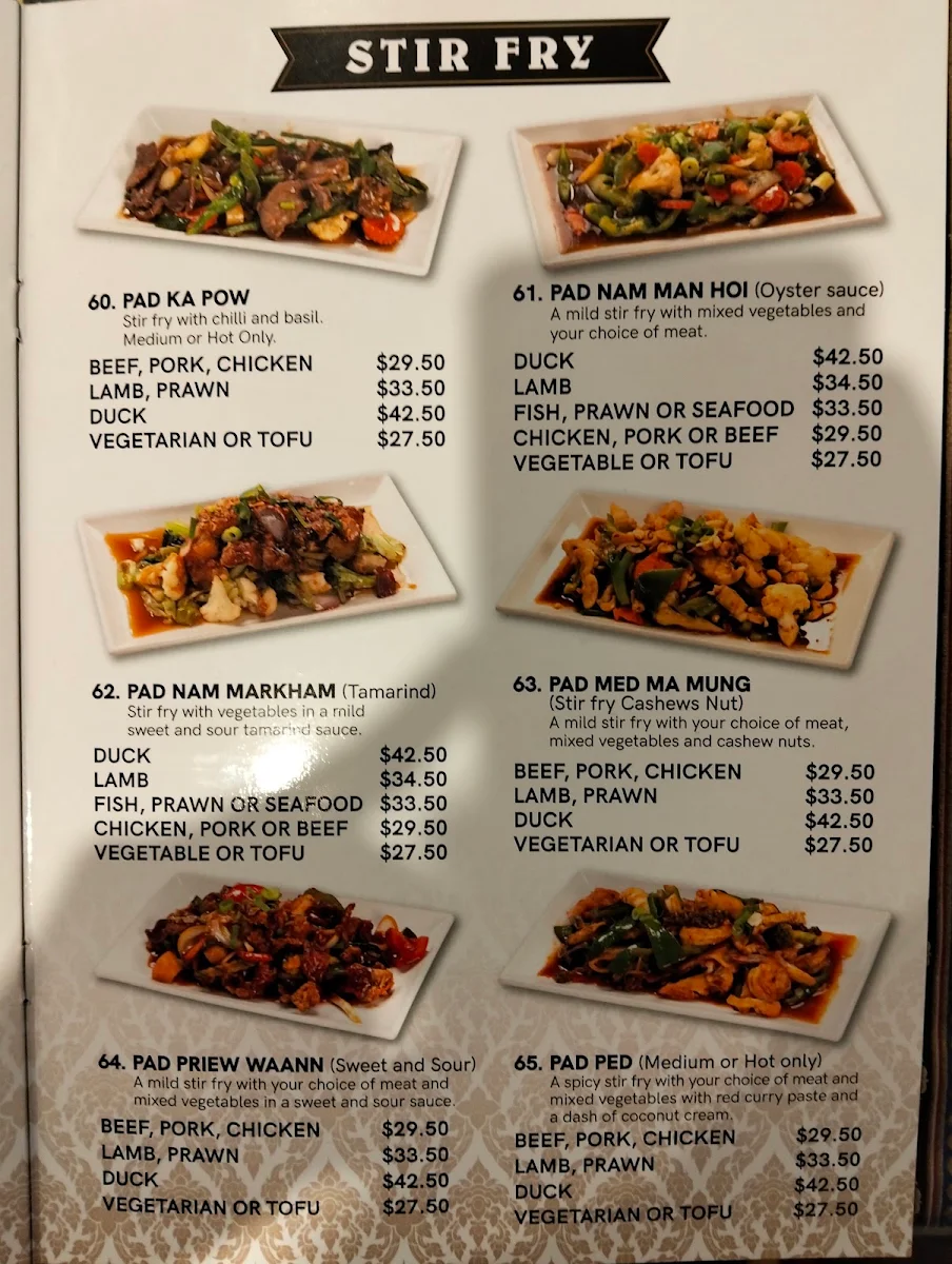 Menu, Joop Thai Restaurant