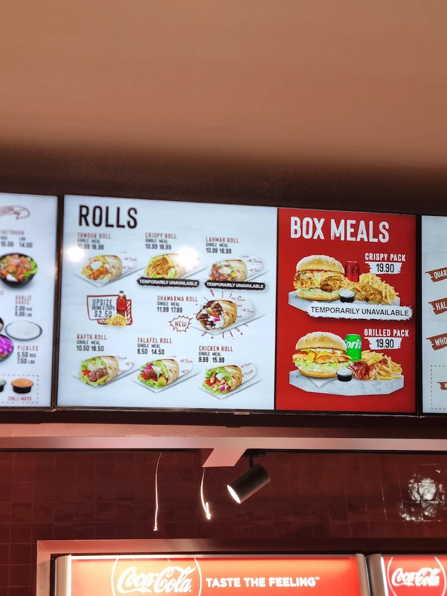 Menu, Al Tazah Charcoal Chicken Wollongong