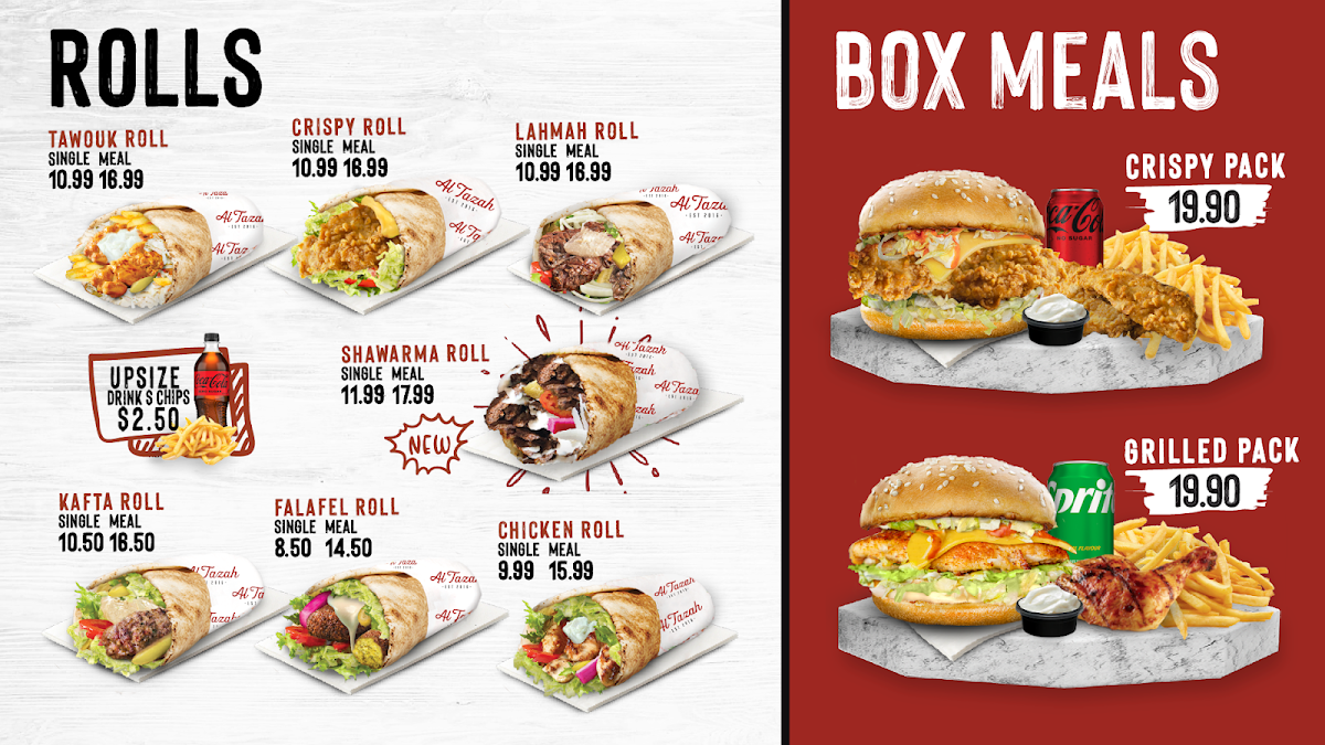 Menu, Al Tazah Charcoal Chicken Wollongong