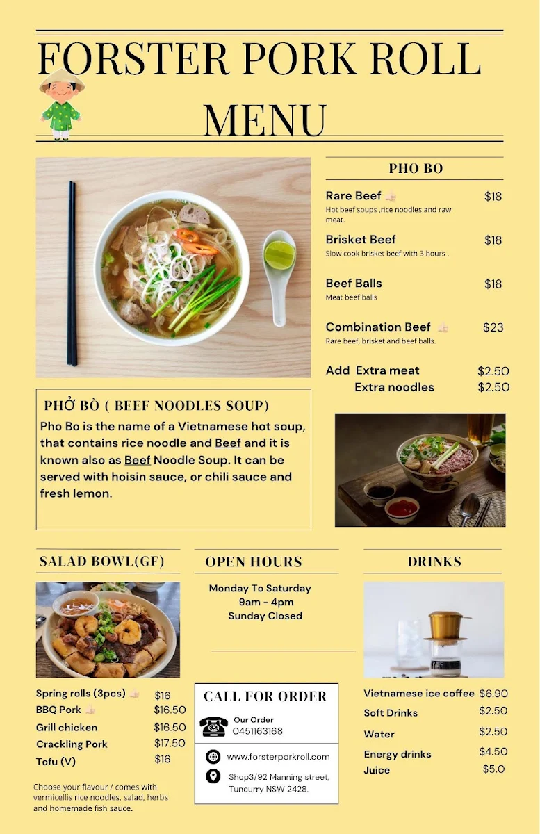Menu, Forster Pork Roll