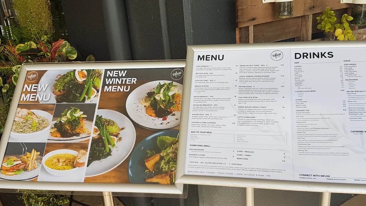Menu, Infuse Cafe