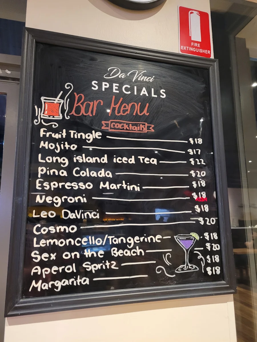 Menu, Da Vinci Ristorante