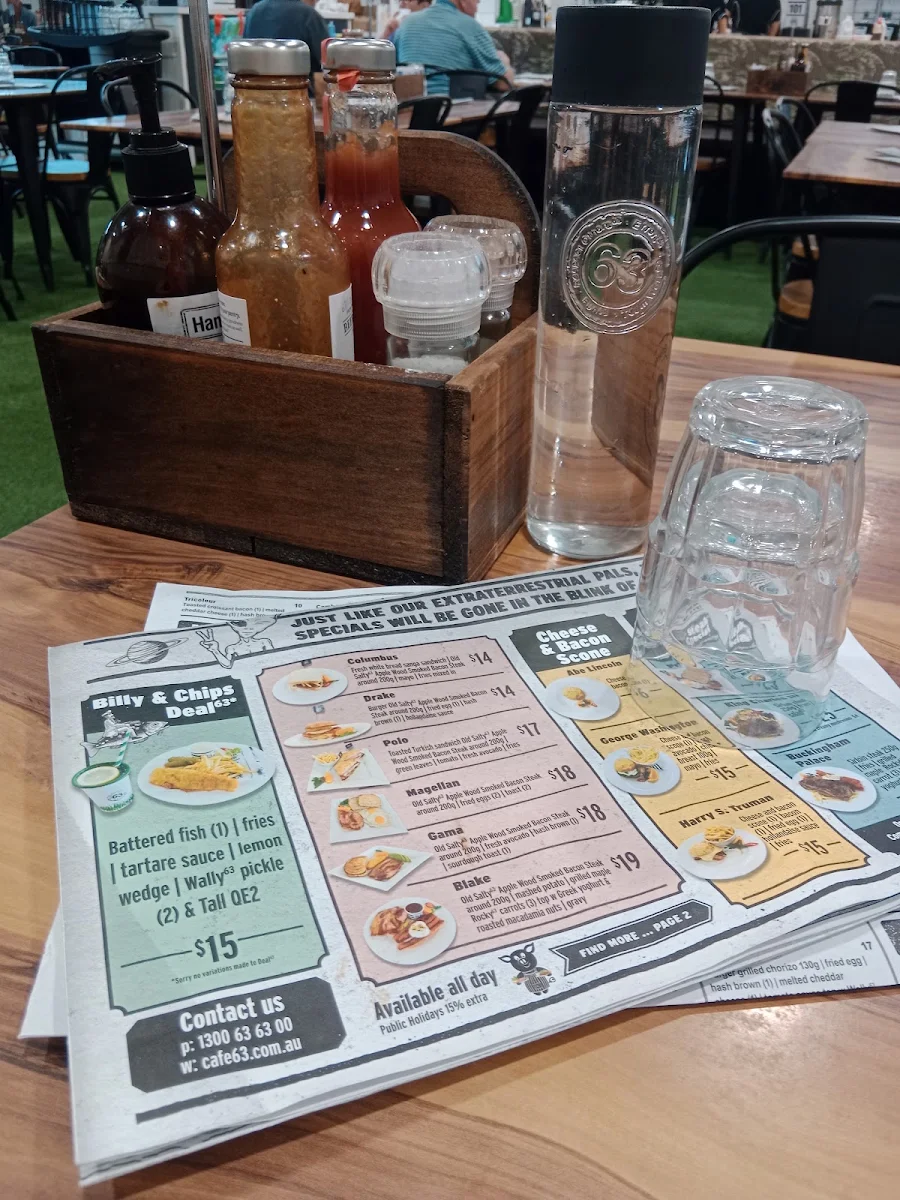 Menu, Cafe 63 Marsden Park