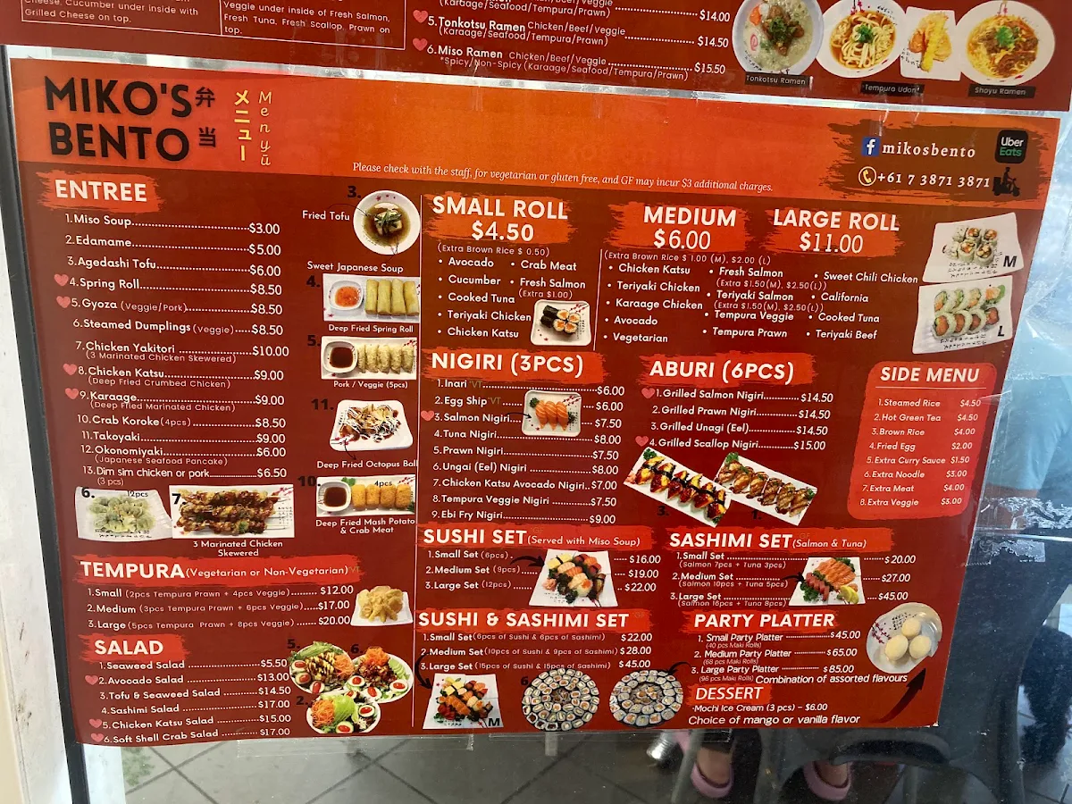 Menu, Miko's Bento
