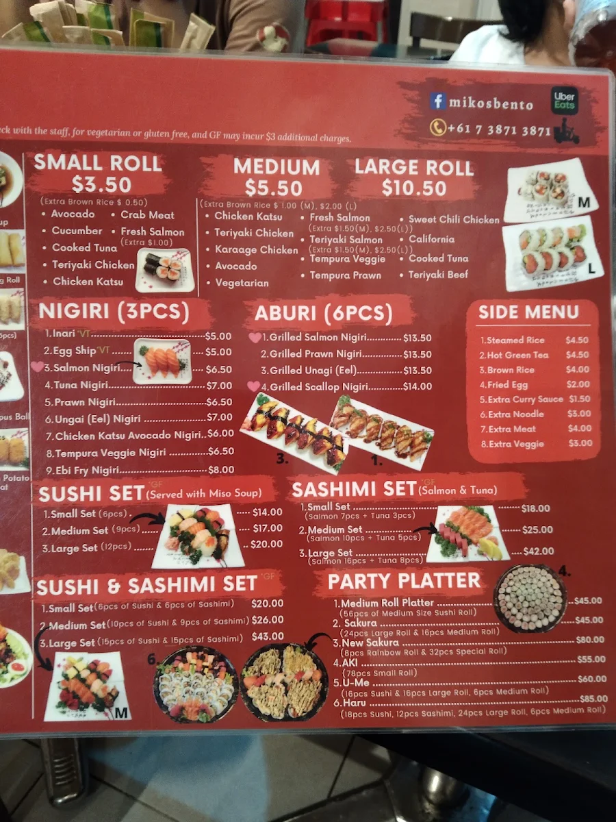 Menu, Miko's Bento