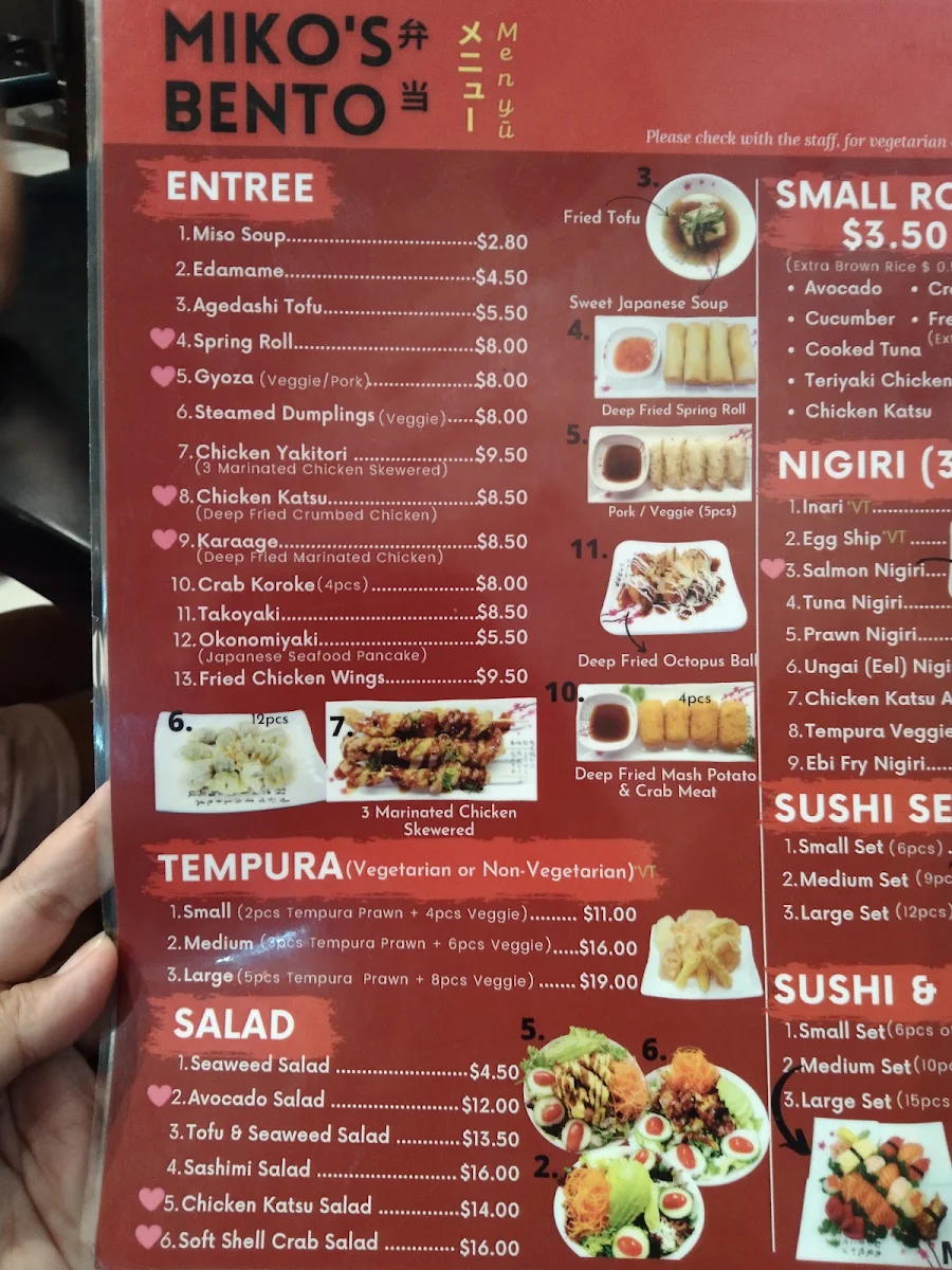 Menu, Miko's Bento