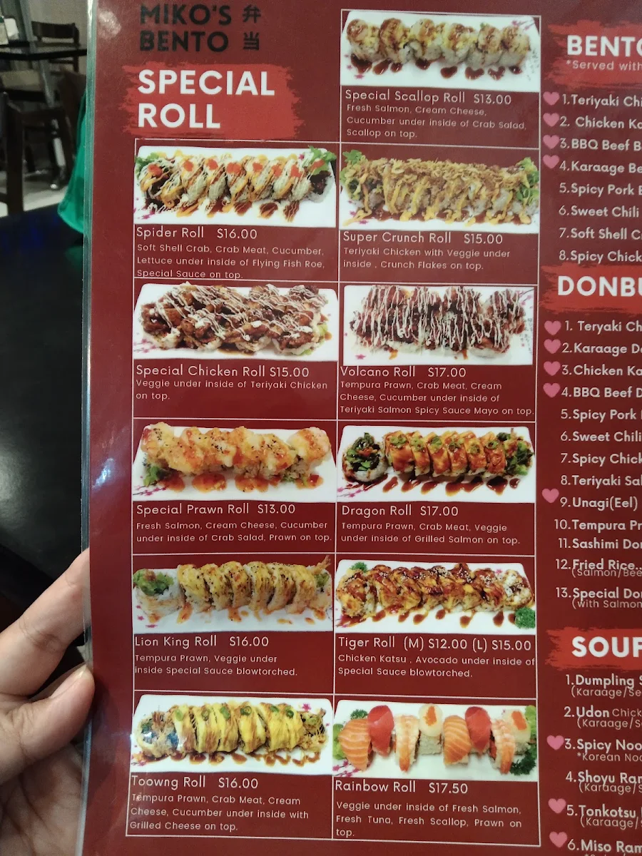 Menu, Miko's Bento