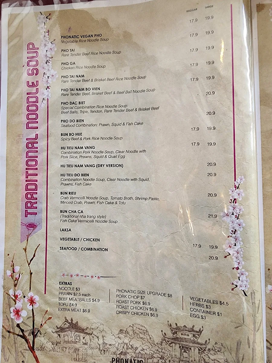 Menu, Phonatic Restaurant