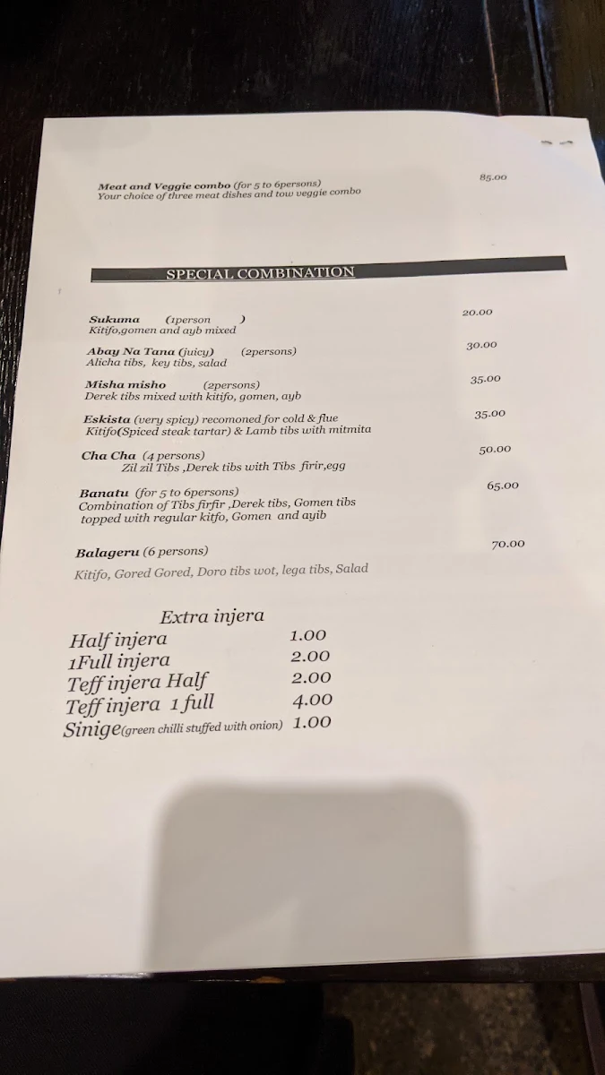 Menu, Jambo