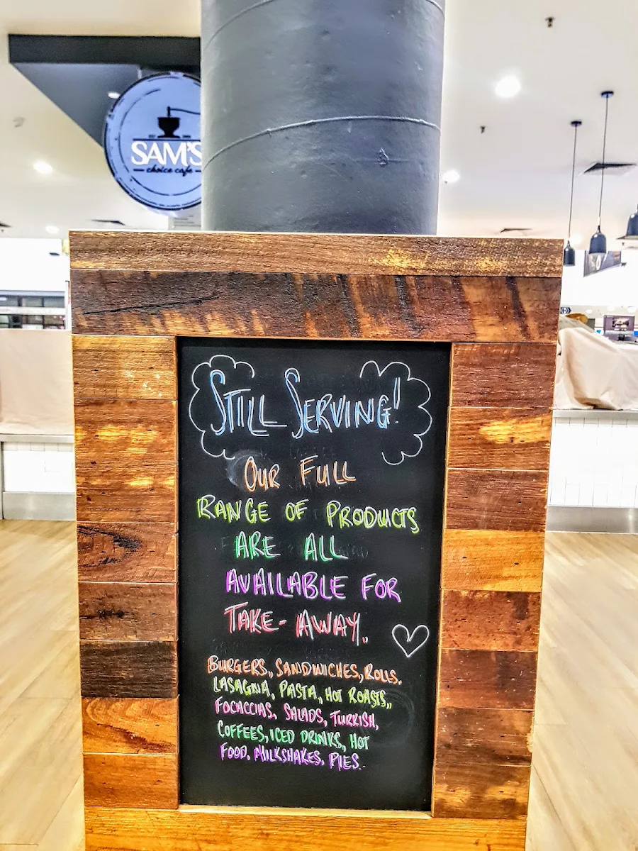 Menu, Sam's Choice Cafe