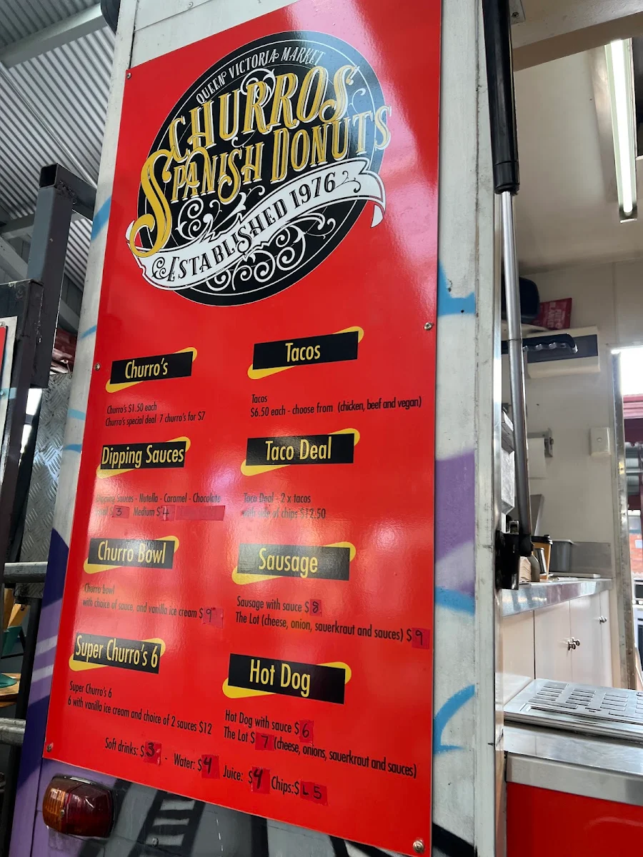 Menu, Churros Spanish Donut