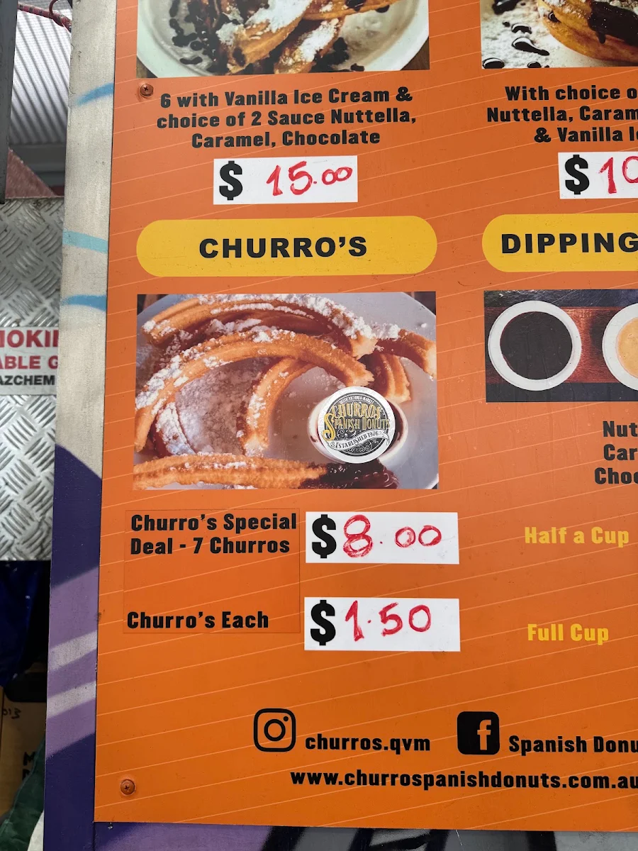 Menu, Churros Spanish Donut