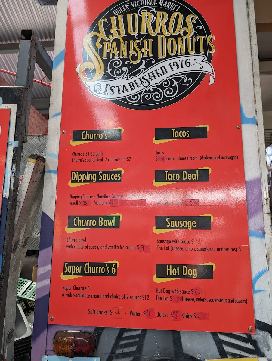 Menu, Churros Spanish Donut