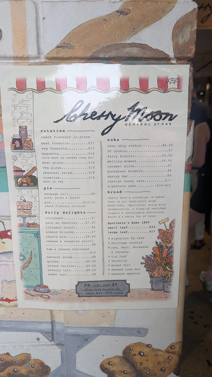 Menu, Cherry Moon General Store
