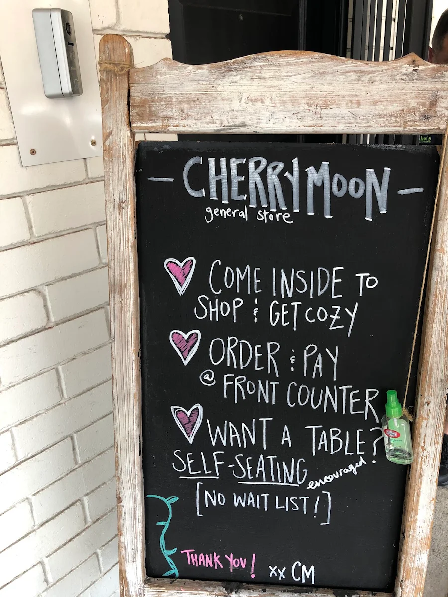 Menu, Cherry Moon General Store