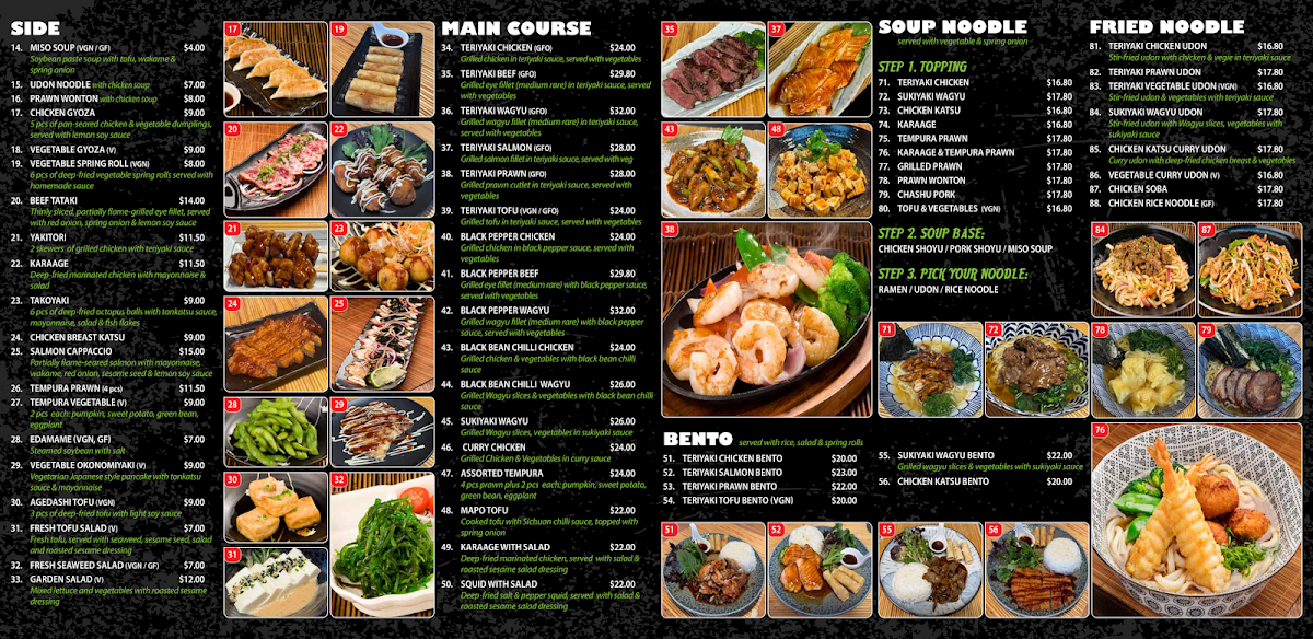 Menu, Koi Ramen Sushi Don