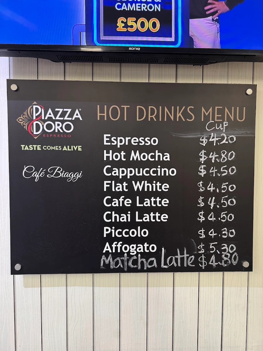 Menu, Cafe Biaggi