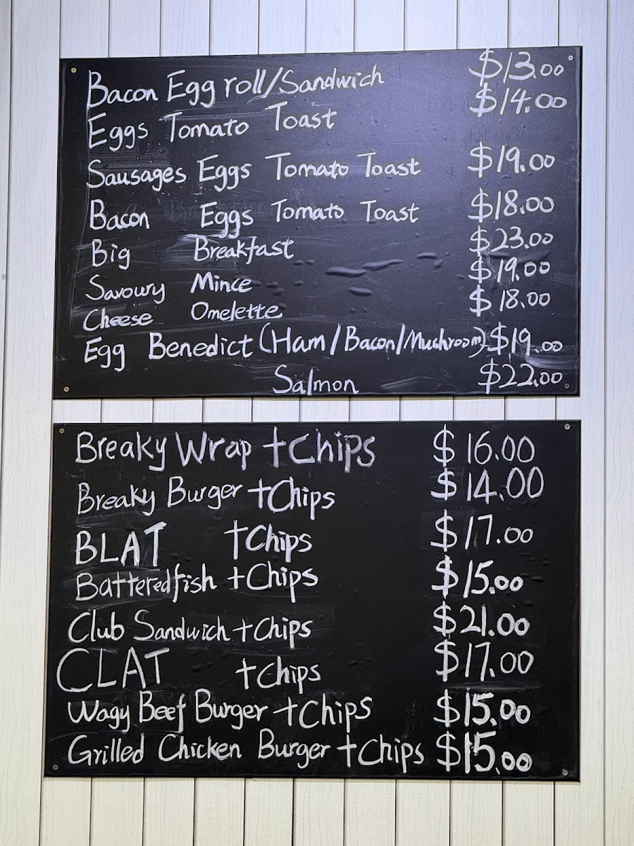 Menu, Cafe Biaggi