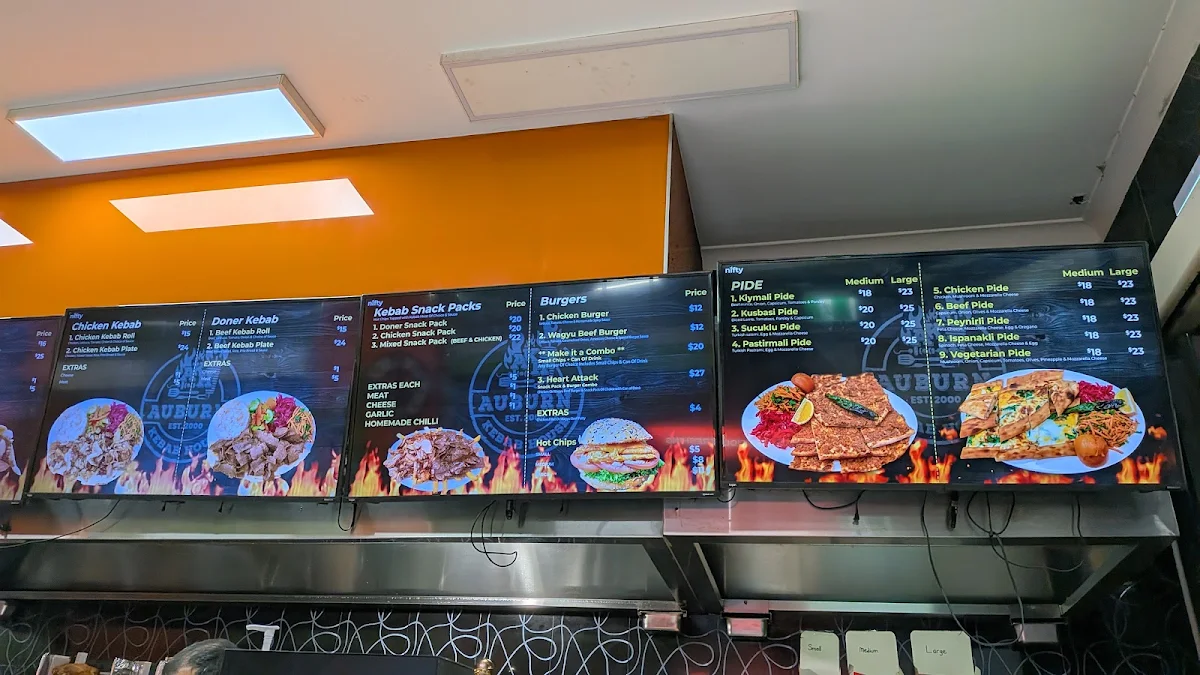 Menu, Auburn Kebab House