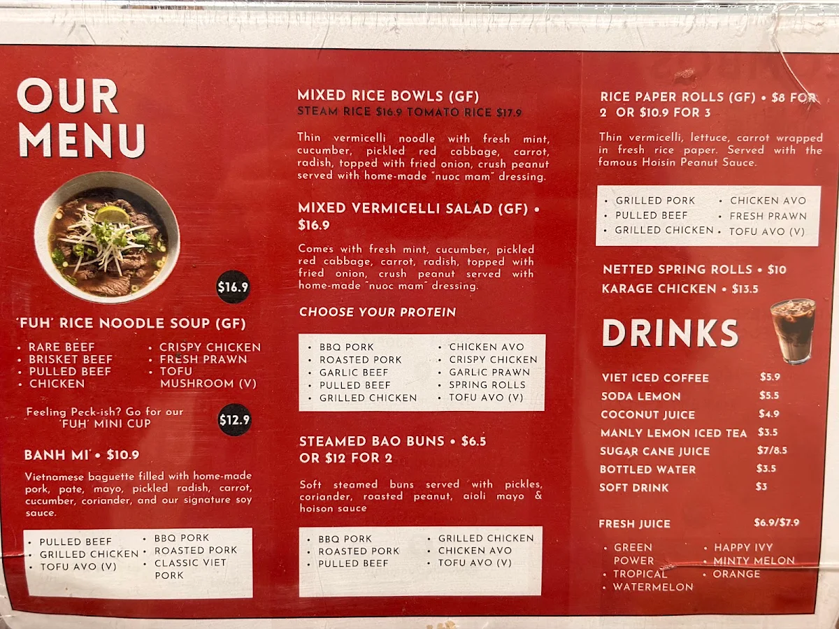 Menu, WonderFuh Vietnamese Street Food