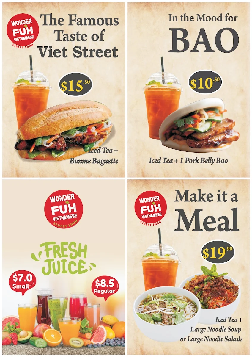 Menu, WonderFuh Vietnamese Street Food