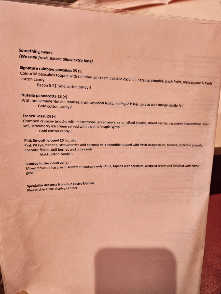 Menu, Feekah Cafe