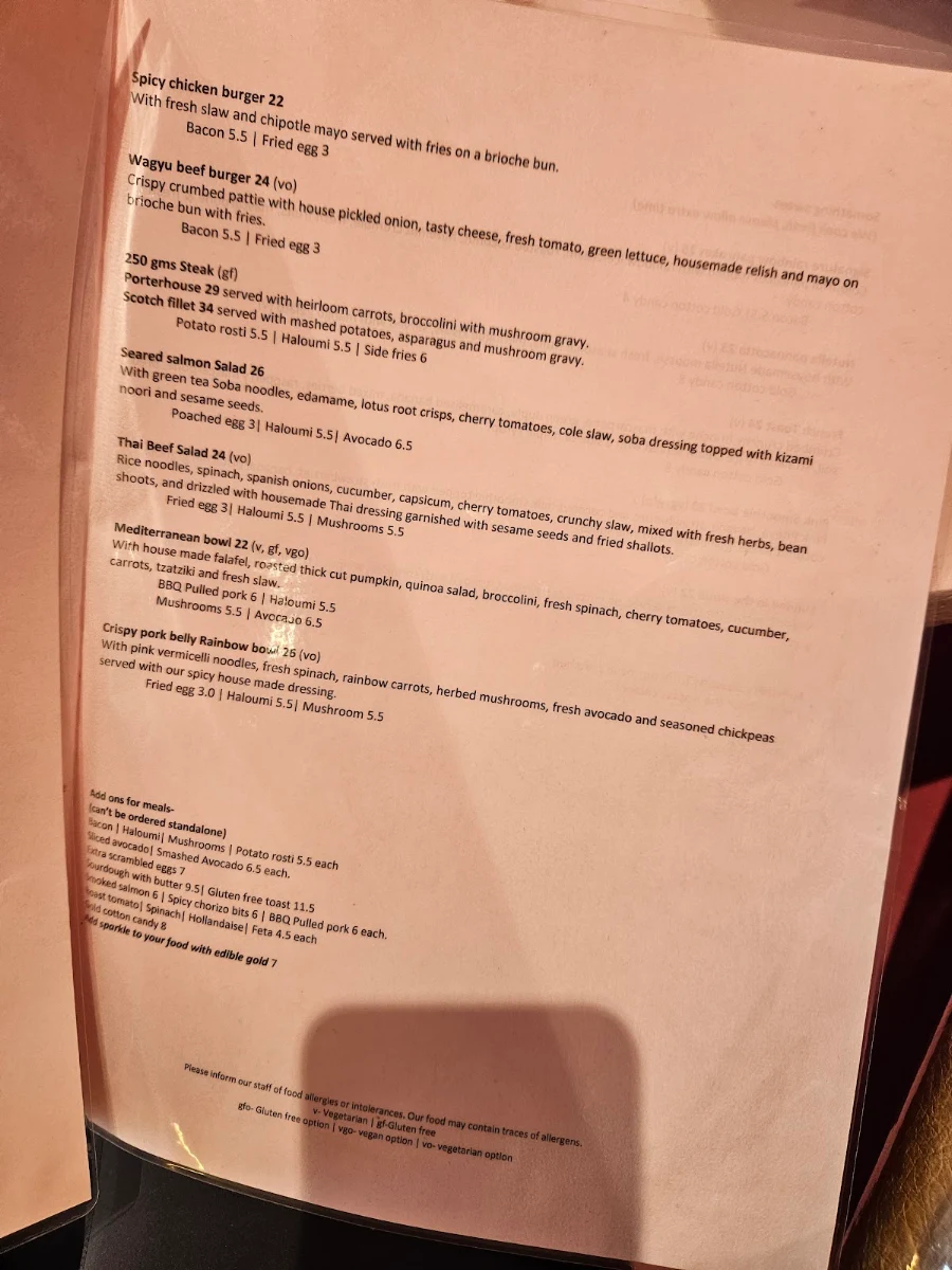 Menu, Feekah Cafe