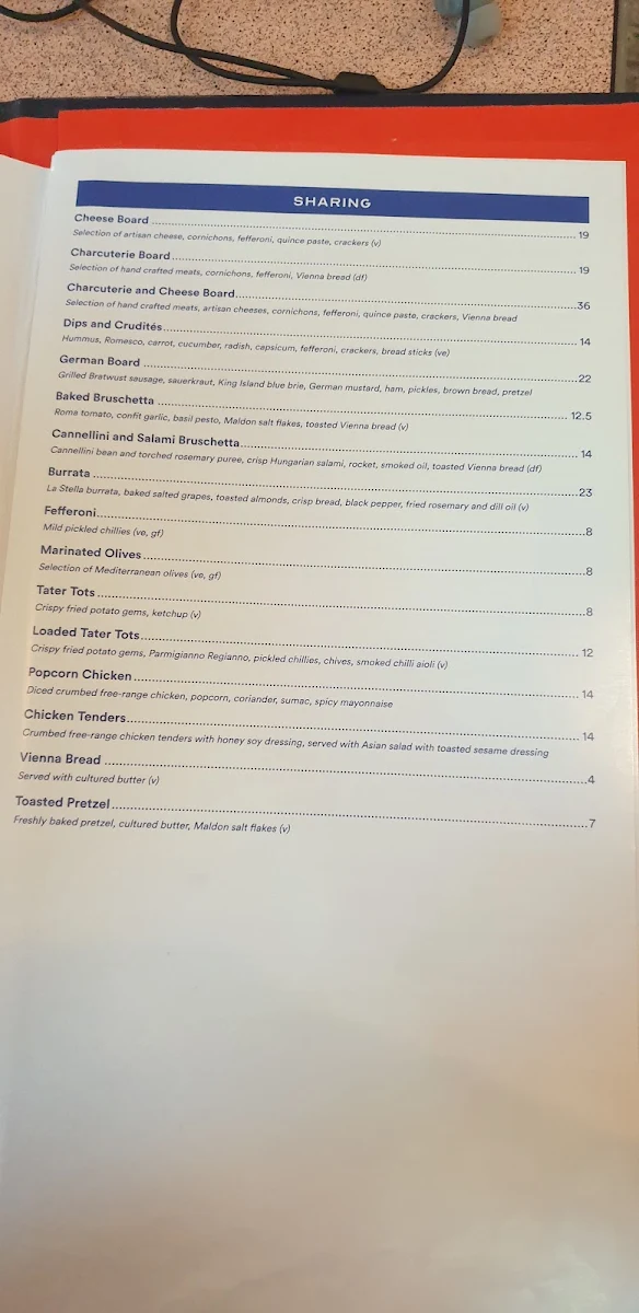 Menu, Tiny's Sandwich Bar