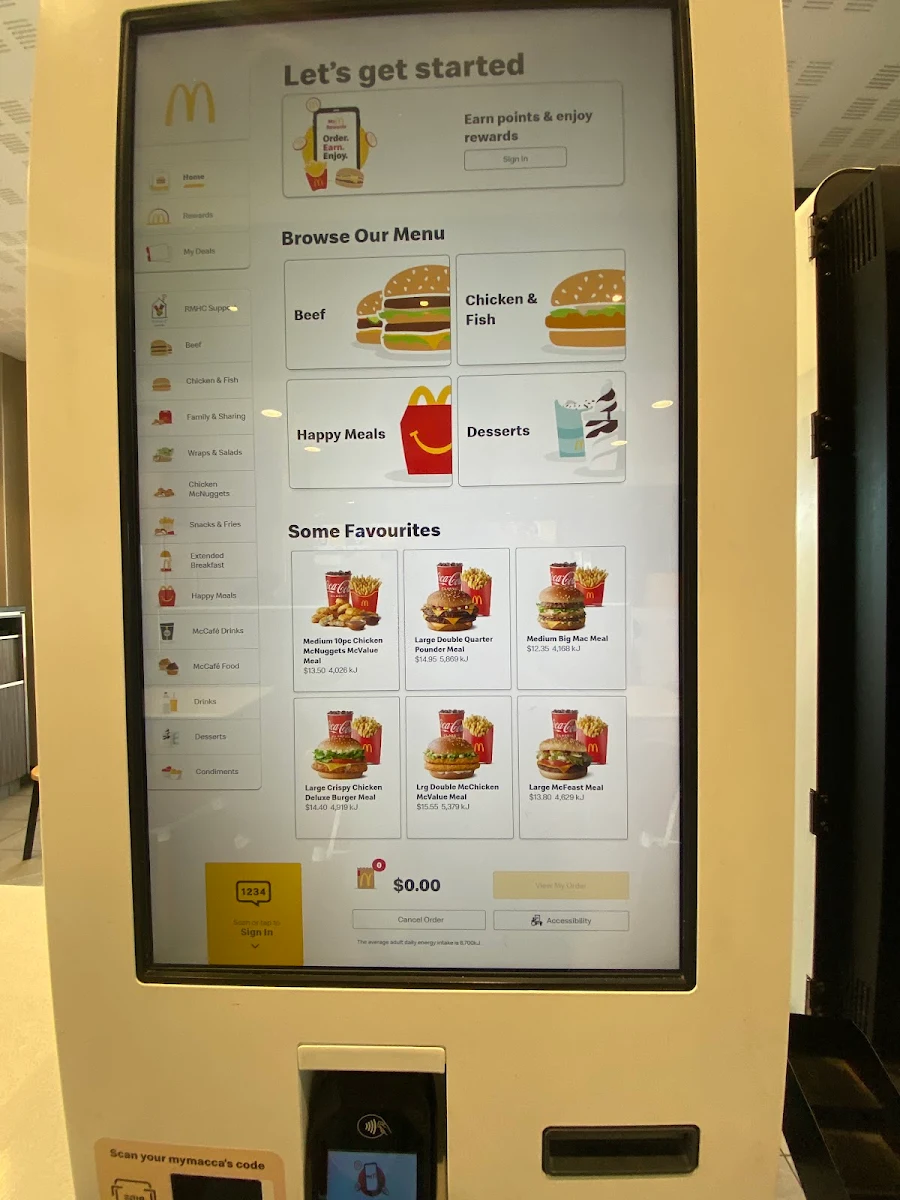 Menu, McDonald's Craigieburn