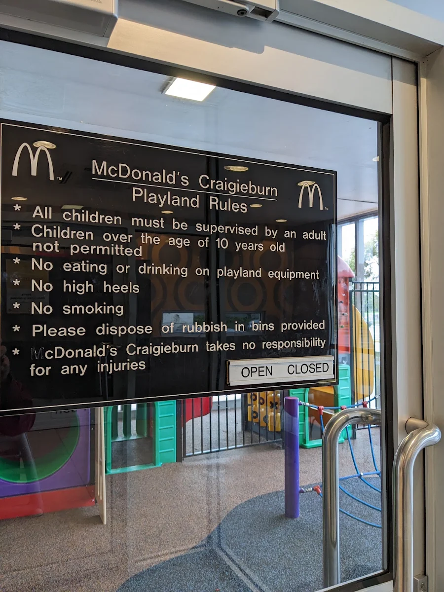 Menu, McDonald's Craigieburn