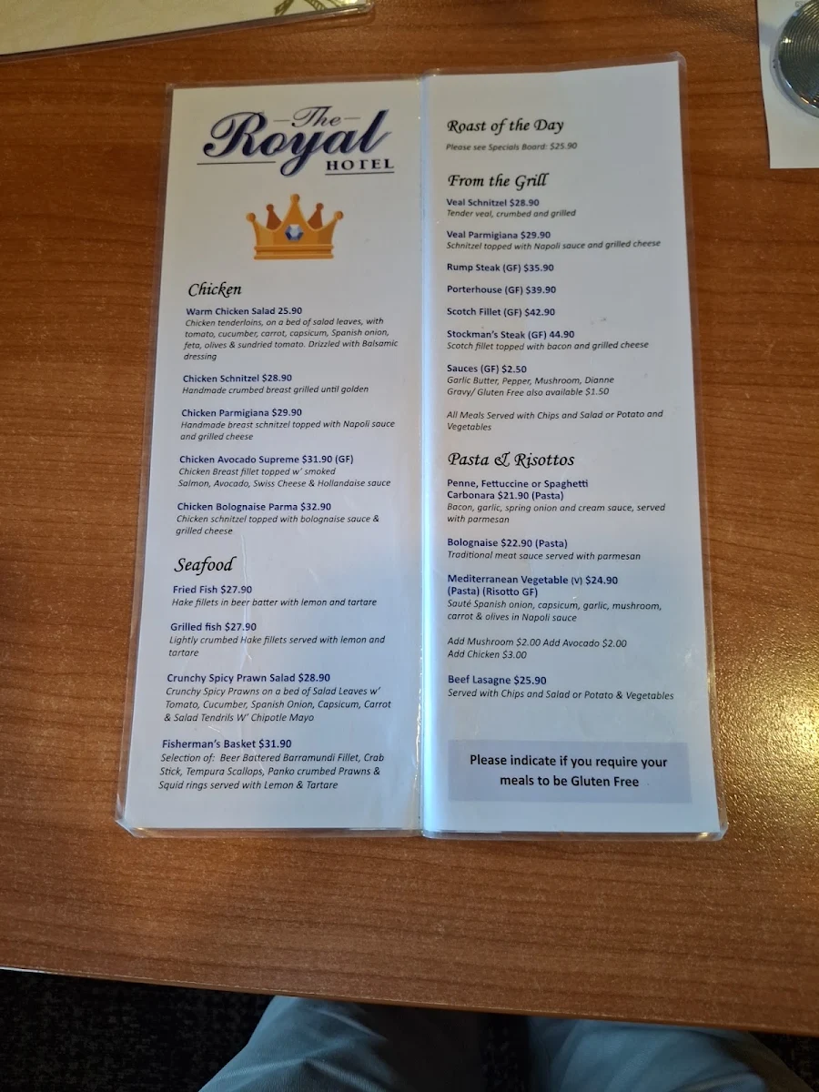Menu, The Royal Hotel