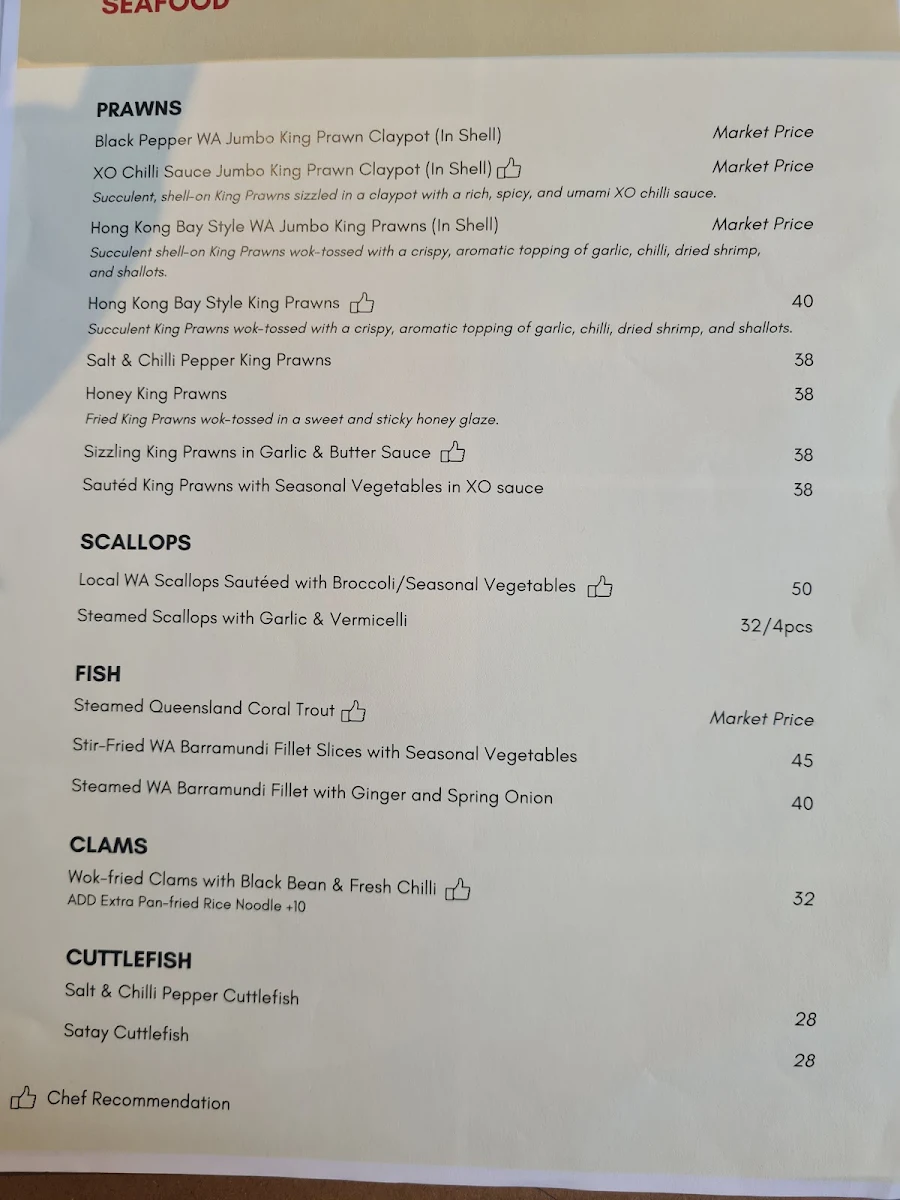 Menu, The Blossom Chinese Restaurant