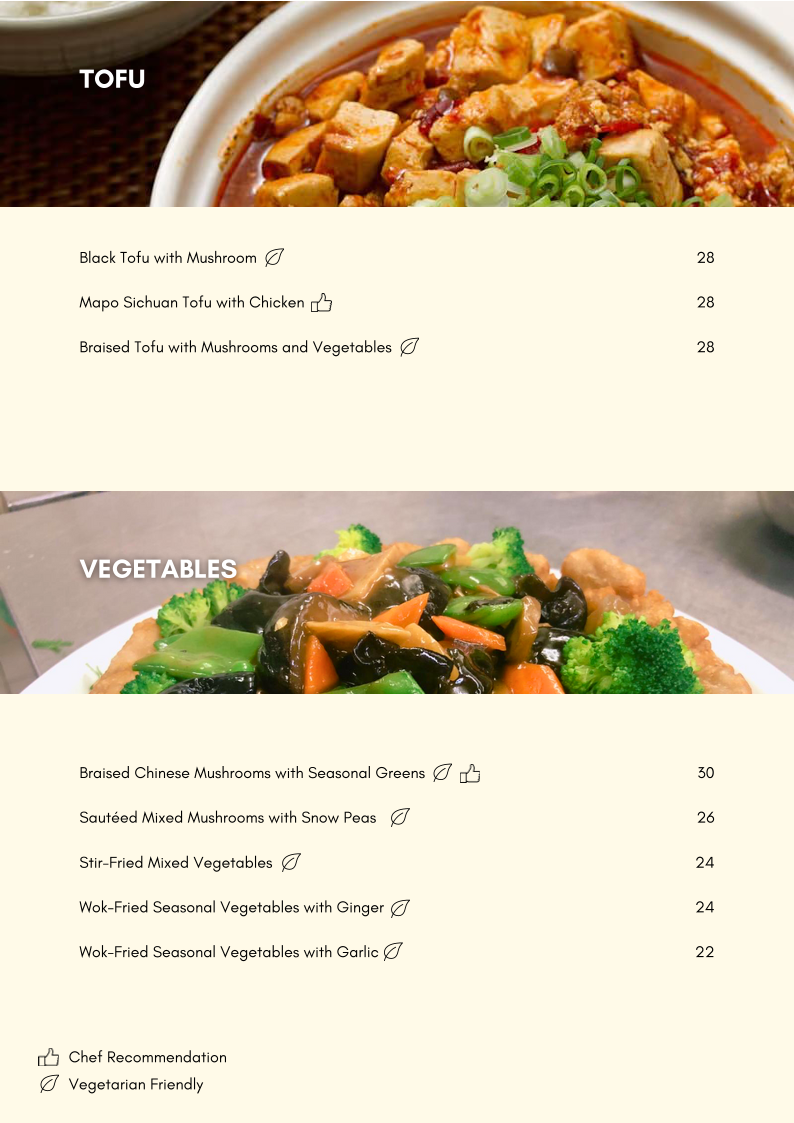 Menu, The Blossom Chinese Restaurant