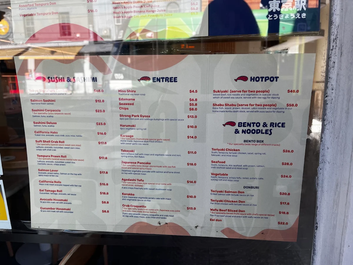 Menu, Tokyo Station