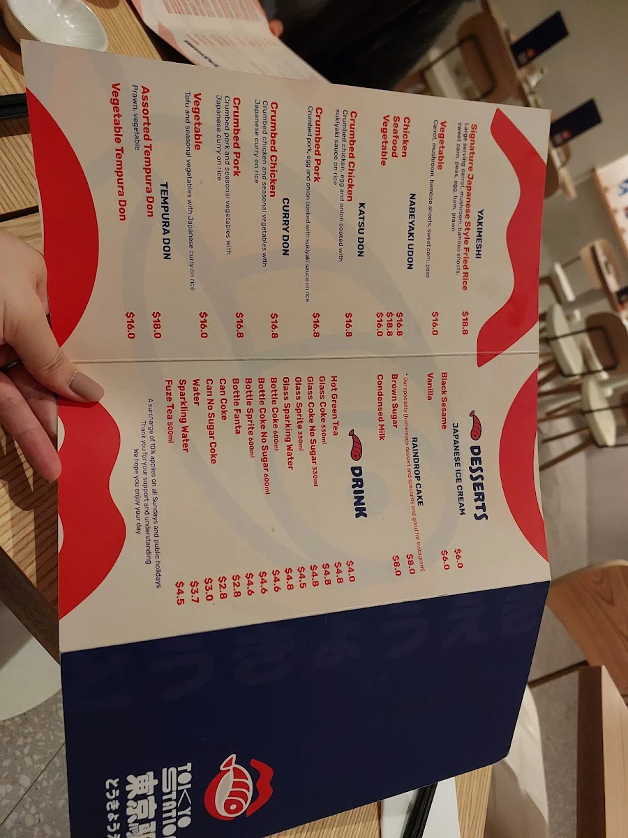 Menu, Tokyo Station