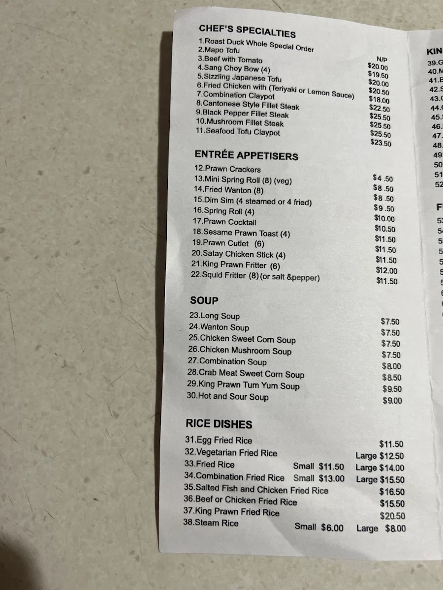 Menu, Great Kitchen