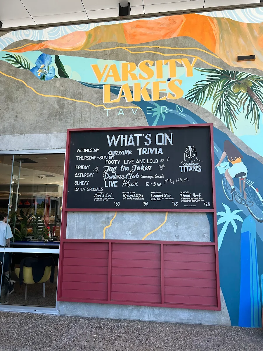 Menu, Varsity Lakes Tavern