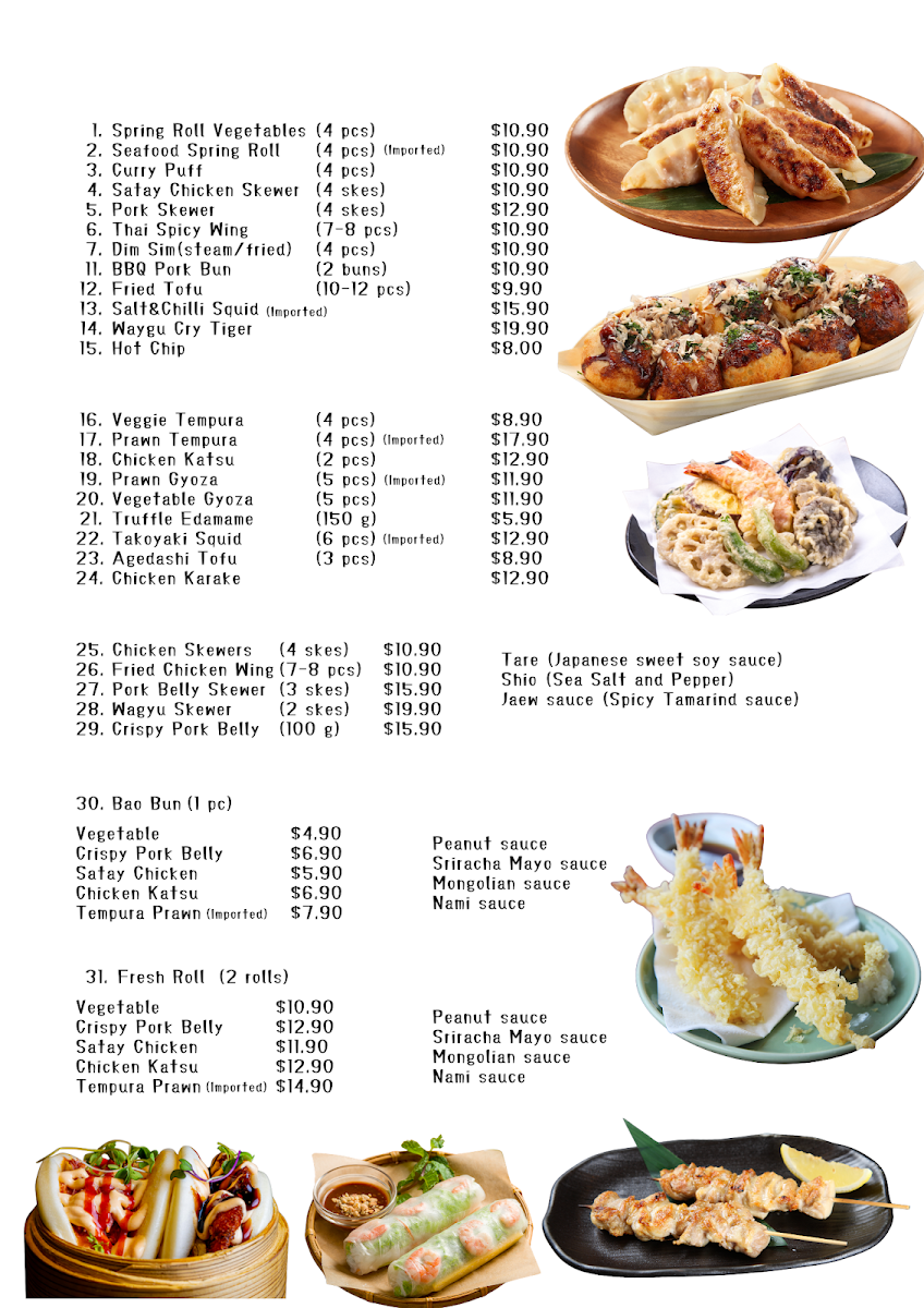 Menu, Nami Thai and Japanese Restaurant