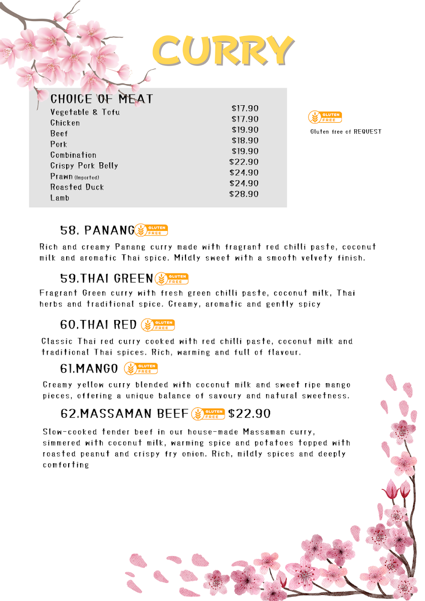 Menu, Nami Thai and Japanese Restaurant