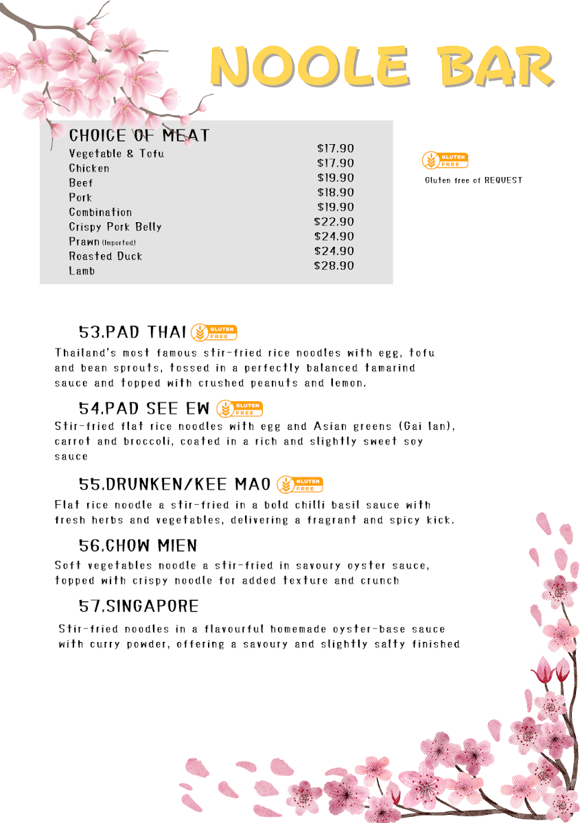 Menu, Nami Thai and Japanese Restaurant