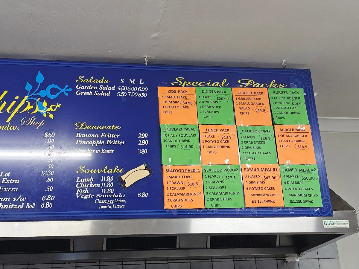 Menu, The Traditional Fish & Chips Shop