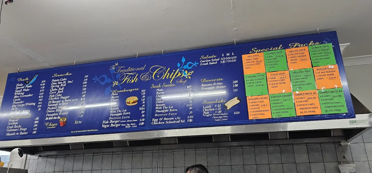 Menu, The Traditional Fish & Chips Shop