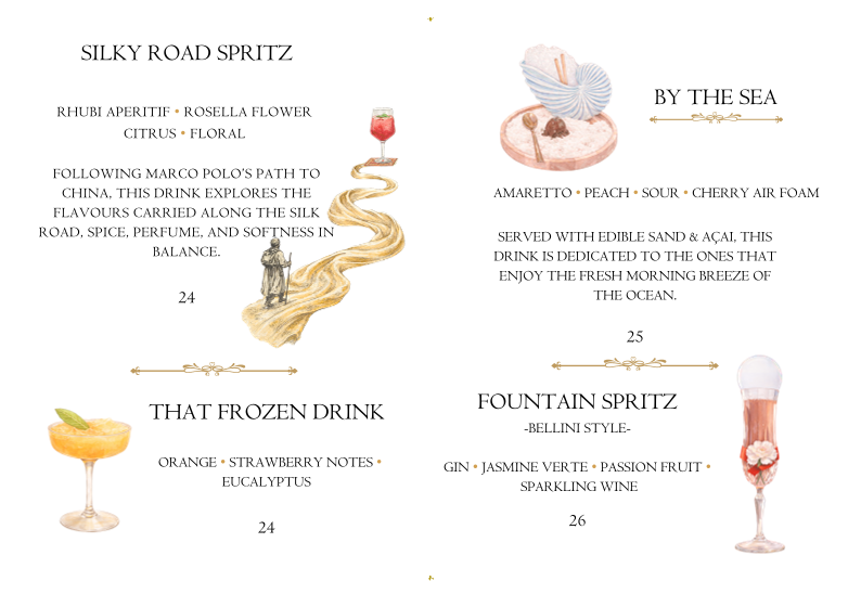 Menu, Terronia Bar