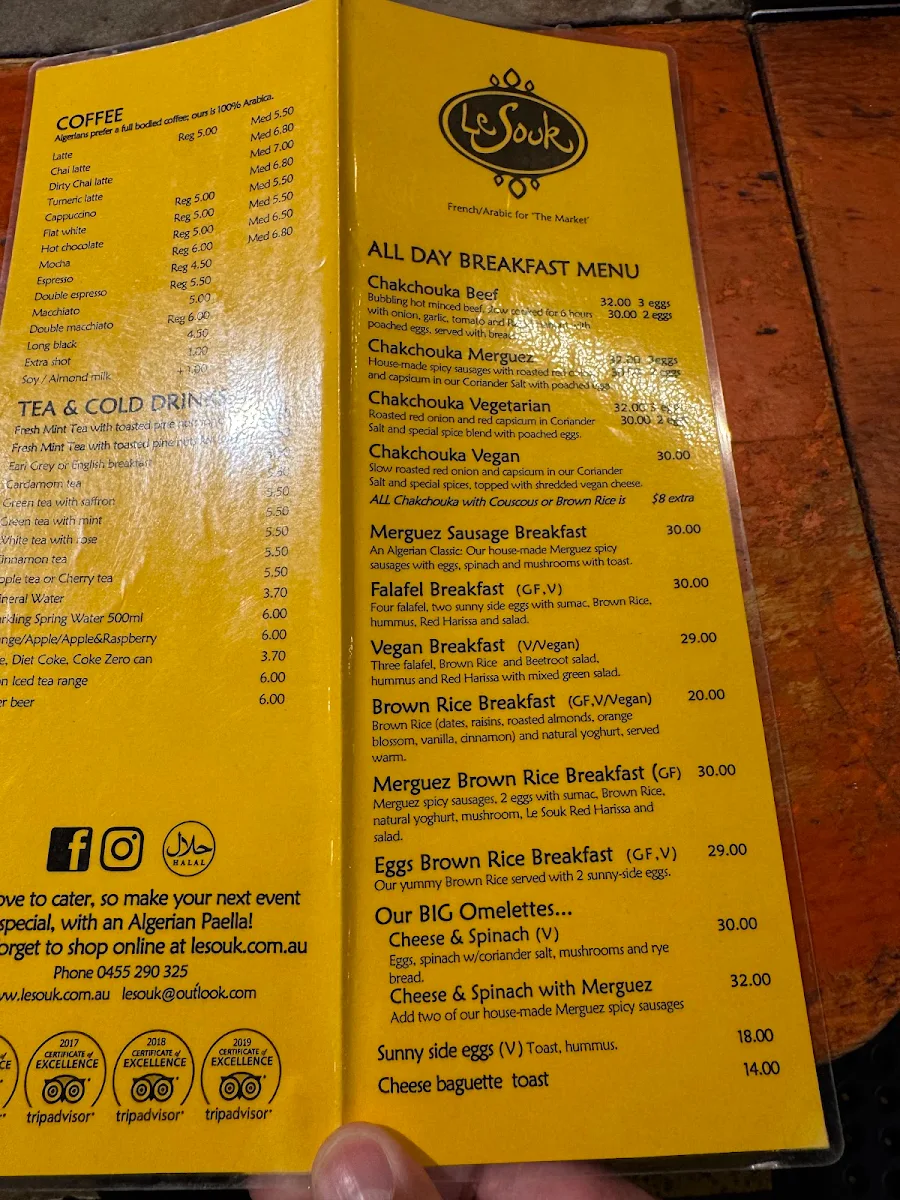 Menu, Le Souk