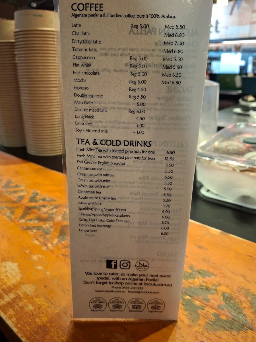Menu, Le Souk